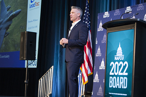 Remarkable Speakers Bureau Brandon Williams speaking onstage3 NAFCU