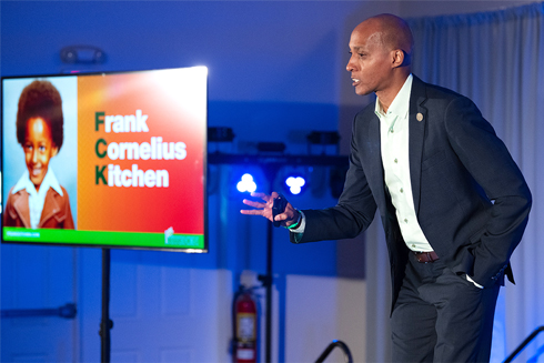 Remarkable Speakers Bureau Frank Kitchen onstage